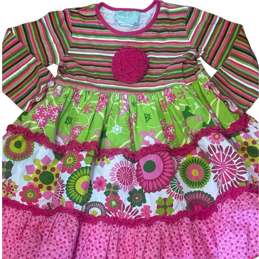 Sage & Lilly Girls Tiered Ruffle Dress Size 3T Pink Green Floral Boutique
